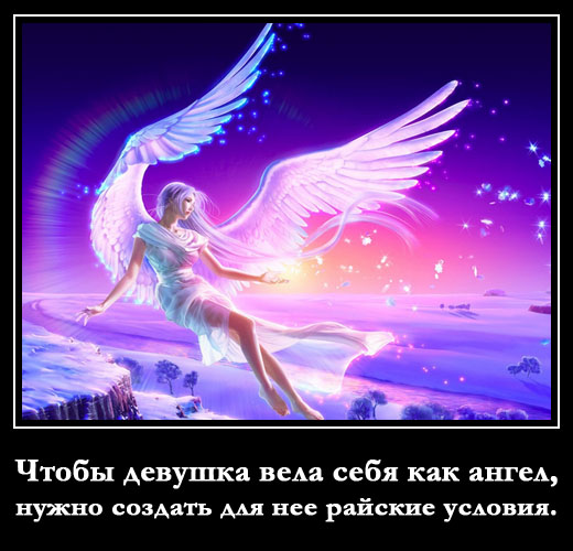 Чтобы девушка вела себя как ангел, нужно создать для нее райские условия.
